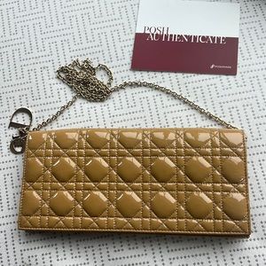 Christian Dior Lady Dior Beige Clutch with Chain